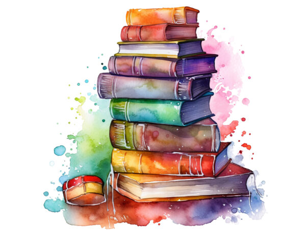 Watercolor fantasy books clipart t shirt design for sale