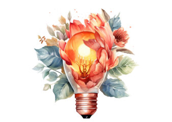 Floral Lightbulb Watercolor Sublimation