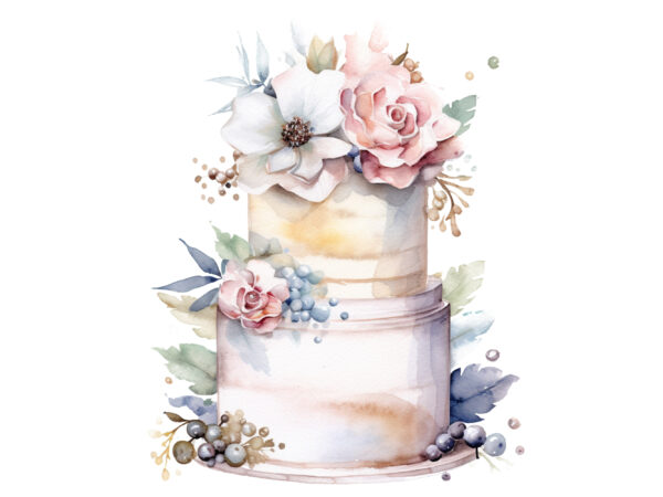 Wedding cake watercolor sublimation t shirt design for sale