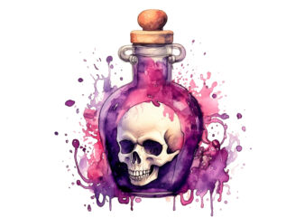 Witches Potion Bottle Watercolor t shirt design for sale