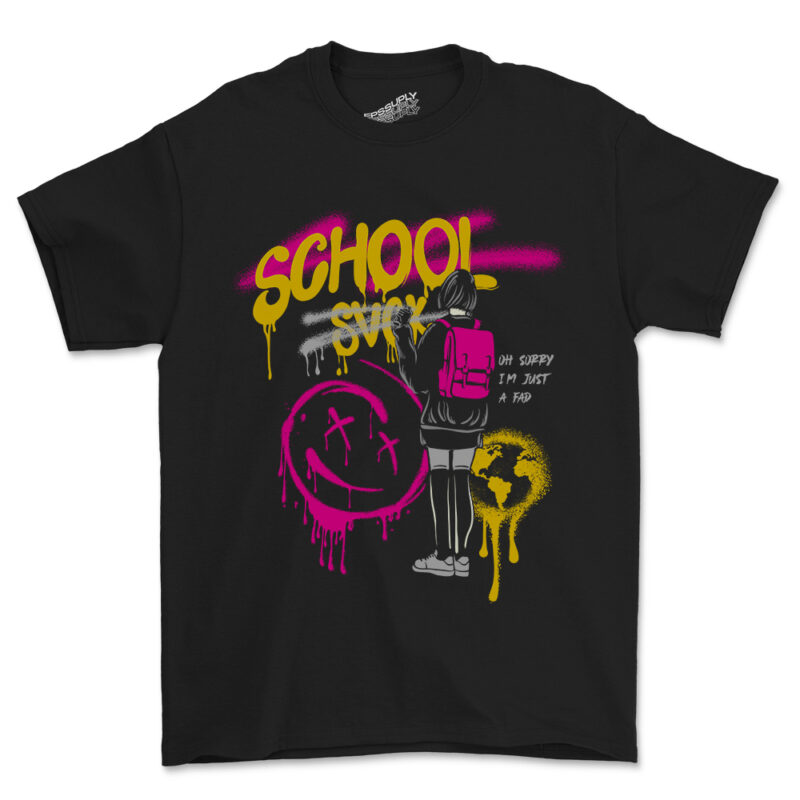 SCHOOL SVCK URBAN STREETWEAR T-SHIRT DESIGN PNG READY TO PRINT AND SILKSCREEN PRINTING