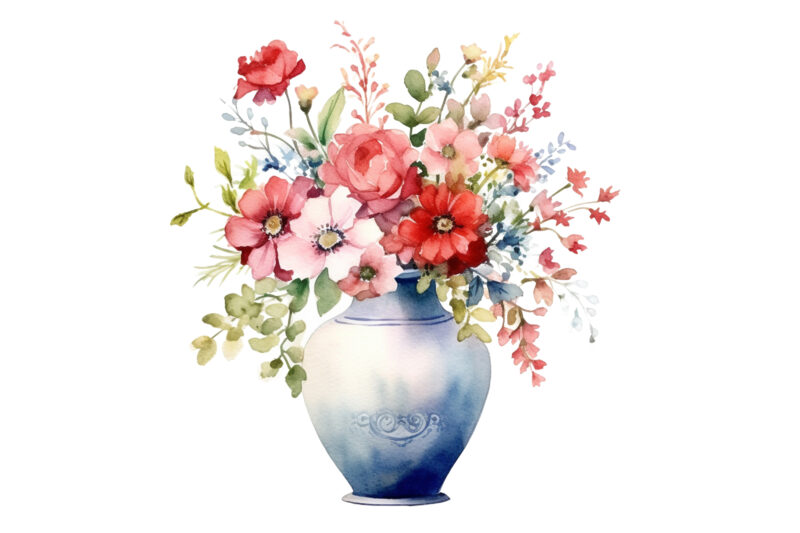 separate Vase of Flowers watercolor