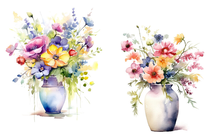 separate Vase of Flowers watercolor