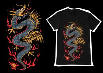 Oldschool dragon illustation for t-shirt