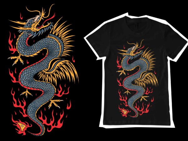 Oldschool dragon illustation for t-shirt