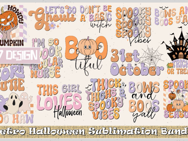 Retro halloween sublimation bundle-7 t shirt design online