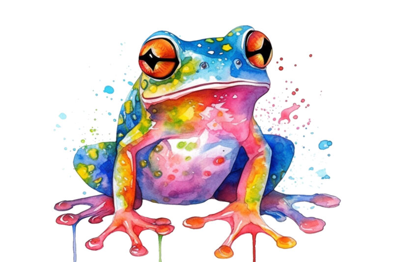 watercolor Colorful Frog Sublimation Clipart