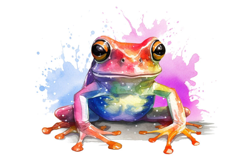 watercolor Colorful Frog Sublimation Clipart