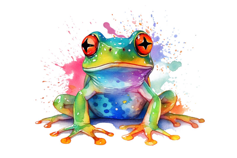 watercolor Colorful Frog Sublimation Clipart