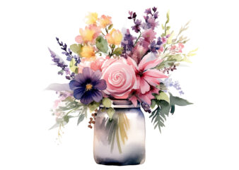 watercolor Vase of Flowers Clipart