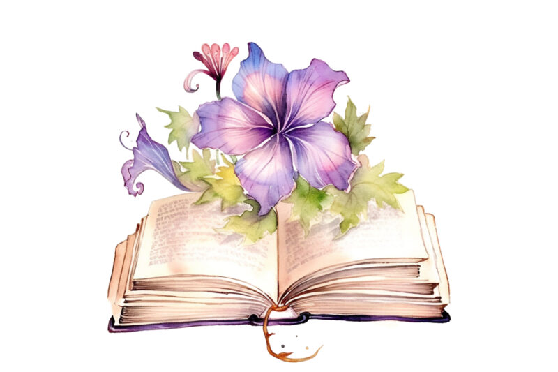 Fairy Flower Book Watercolor Clipart
