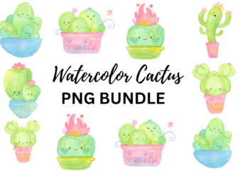 watercolor cactus Png Bundle,watercolor cactus TSHIRT Bundle