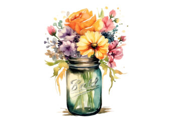 Flowers in Jar Watercolor Sublimation