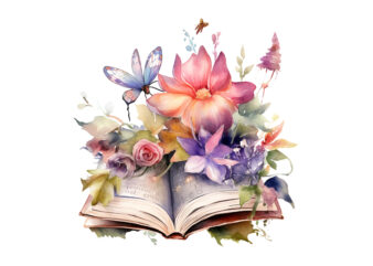 Fairy Flower Book Watercolor Clipart