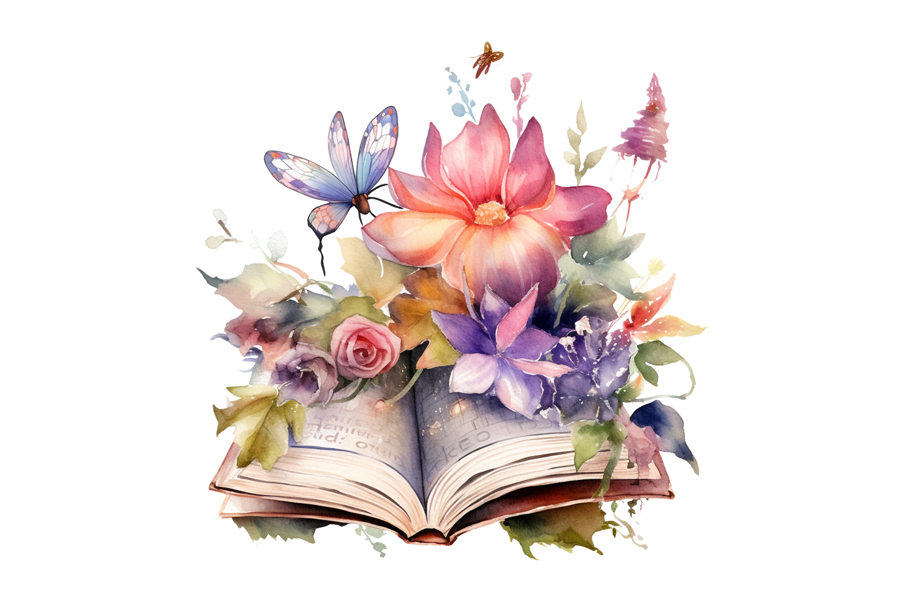 Watercolor Fairy old books clipart - Buy t-shirt designs