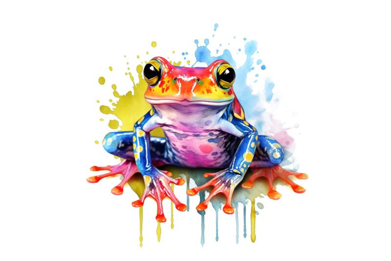 watercolor Colorful Frog Sublimation Clipart