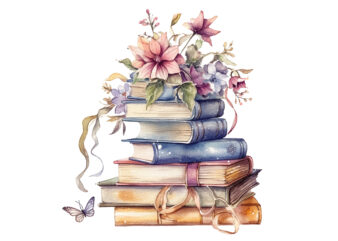 Watercolor Fantasy Books Clipart