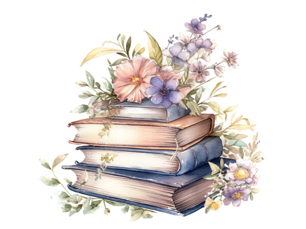 Watercolor fantasy books clipart t shirt design for sale