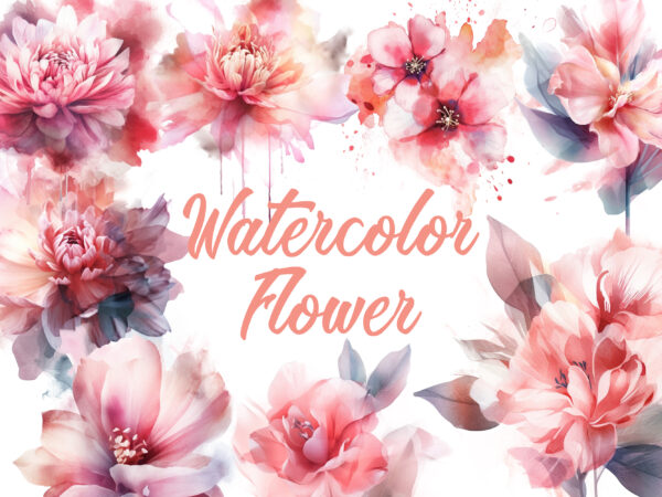 Watercolor flower t shirt design for sale