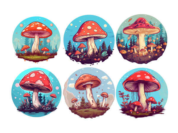 Magical mushroom , flat 2d, vector for t shirt design