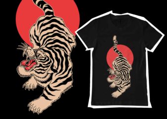 white tiger tattoo style for t-shirt design