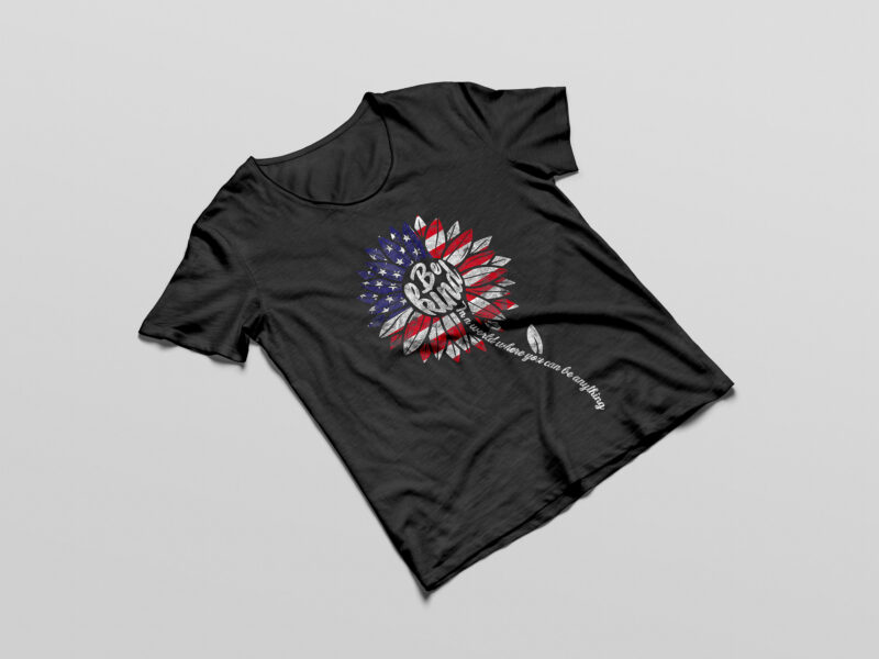 4th Of July Be Kind Sunflower Red White And Blue T-Shirt Design png