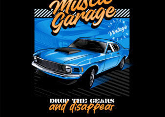 Blazing Blue: Unleashing the Power – Muscle Car Vector Illustration