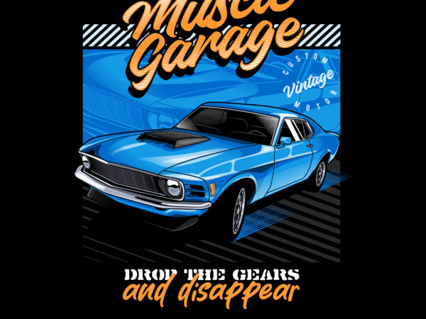 Blazing blue: unleashing the power – muscle car vector illustration