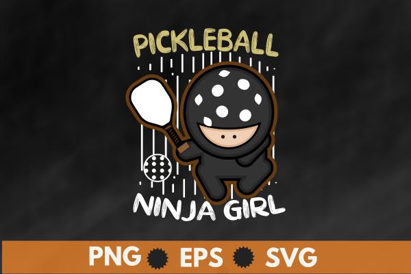pickleball ninja girl t shirt, funny pickleball sports, pickleball lover girl saying t shirt design vector