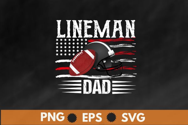 Lineman dad american football lineman flag t shirt design vector