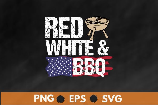 Red white & bbq funny Usa flag 4th of july bbq t shirt design vector, usa flag,bbq 4th of july, Patriot BBQ, celebration 4th of july, 4th of july drink,