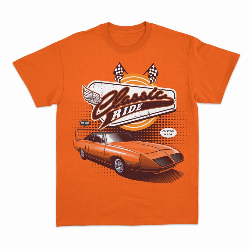 Sunset Cruisin’: Orange Classic Car Vector Illustration