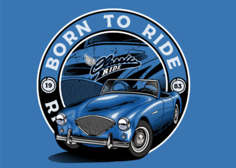 Sapphire Dream: Blue Classic Car Vector Illustration