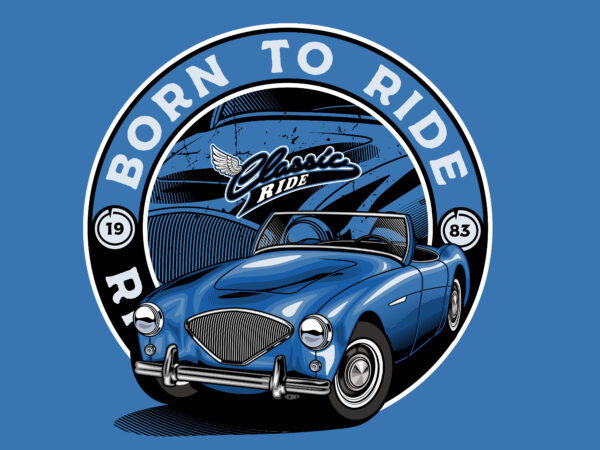 Sapphire dream: blue classic car vector illustration
