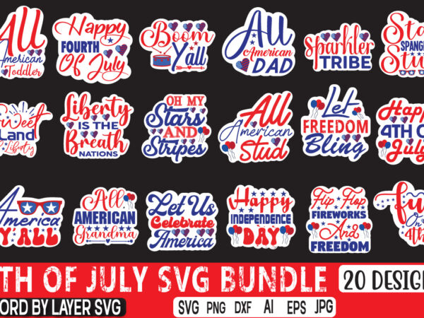 4th of july sticker svg bundle
