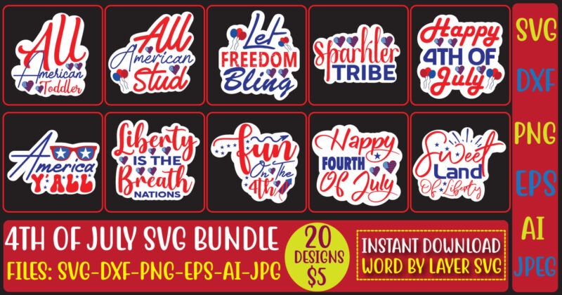 4Th Of July Sticker Svg Bundle