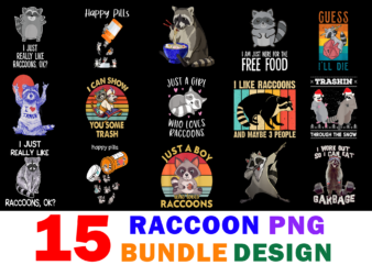 15 Raccoon Shirt Designs Bundle For Commercial Use Part 2, Raccoon T-shirt, Raccoon png file, Raccoon digital file, Raccoon gift, Raccoon download, Raccoon design