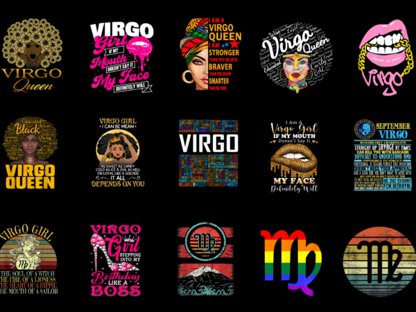 15 virgo shirt designs bundle for commercial use part 3, virgo t-shirt, virgo png file, virgo digital file, virgo gift, virgo download, virgo design