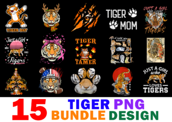 15 Tiger Shirt Designs Bundle For Commercial Use, Tiger T-shirt, Tiger png file, Tiger digital file, Tiger gift, Tiger download, Tiger design