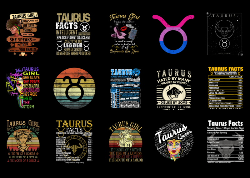 15 Taurus Shirt Designs Bundle For Commercial Use Part 3, Taurus T-shirt, Taurus png file, Taurus digital file, Taurus gift, Taurus download, Taurus design