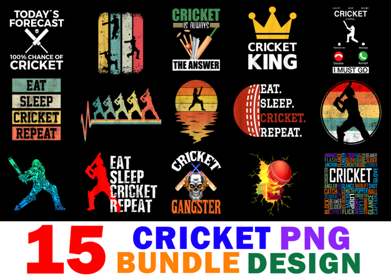 15 Cricket Shirt Designs Bundle For Commercial Use Part 2, Cricket T-shirt, Cricket png file, Cricket digital file, Cricket gift, Cricket download, Cricket design