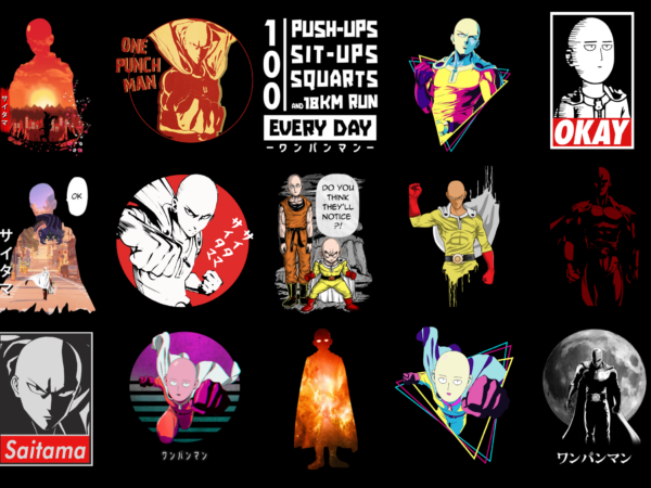 15 saitama shirt designs bundle for commercial use part 1, saitama t-shirt, saitama png file, saitama digital file, saitama gift, saitama download, saitama design