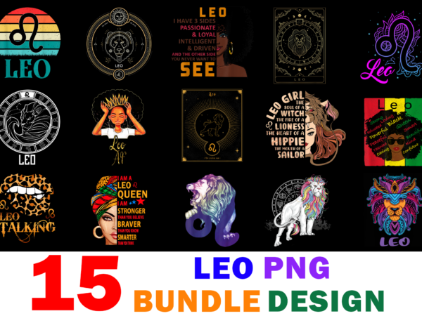 15 leo shirt designs bundle for commercial use part 3, leo t-shirt, leo png file, leo digital file, leo gift, leo download, leo design