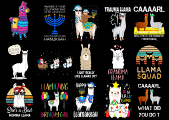 15 Llama Shirt Designs Bundle For Commercial Use Part 3, Llama T-shirt, Llama png file, Llama digital file, Llama gift, Llama download, Llama design