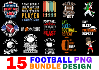 15 Football Shirt Designs Bundle For Commercial Use Part 2, Football T-shirt, Football png file, Football digital file, Football gift, Football download, Football design