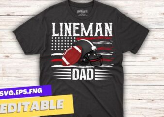 Lineman dad american football lineman flag t shirt design vector