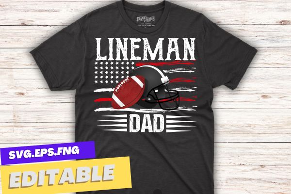 Lineman dad american football lineman flag t shirt design vector
