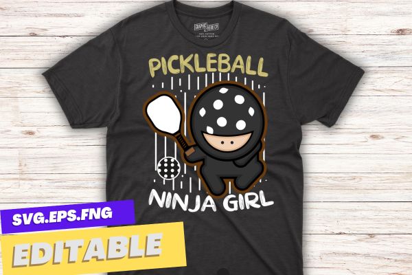 pickleball ninja girl t shirt, funny pickleball sports, pickleball lover girl saying t shirt design vector