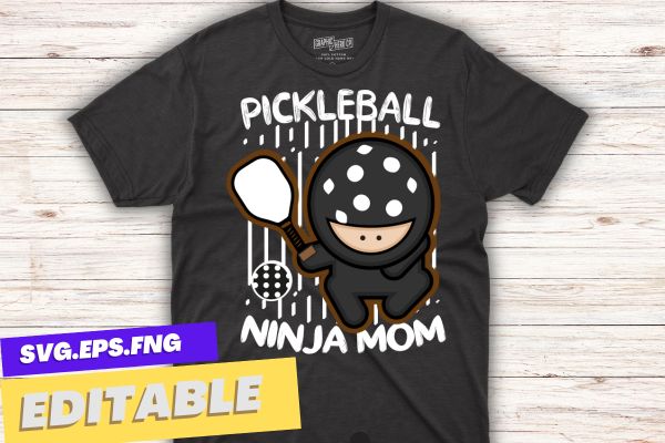 pickleball ninja mom t shirt, funny pickleball sports, pickleball lover girl saying t shirt design vector,
