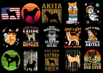 15 Akita Shirt Designs Bundle For Commercial Use Part 3, Akita T-shirt, Akita png file, Akita digital file, Akita gift, Akita download, Akita design